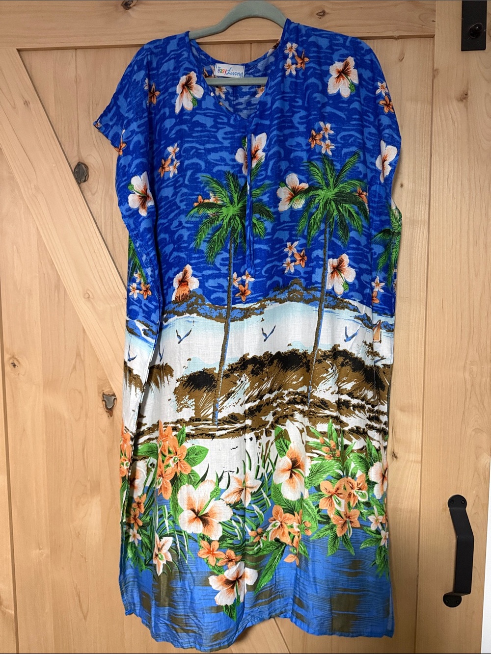 Blue Tropical Floral Beach Cover-Up Dress